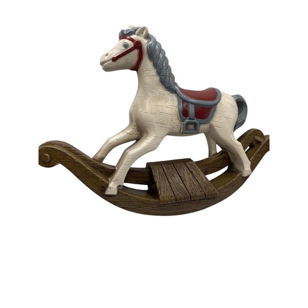 Vintage Burwood Rocking‎ Horse Nursery Wall Hanging Home Decor White 9"x13" - Picture 2 of 5